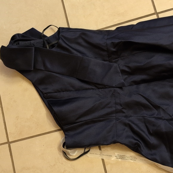 NWT Alfred Sung Maxi Dress Midnight Blue One Shoulder Gown Size 10 - Picture 4 of 14